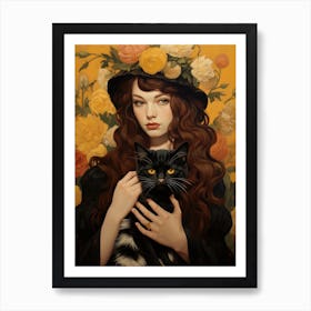 Woman With A Cat Art Print