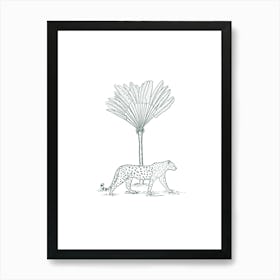 Leopard And Palm Tree Art Print