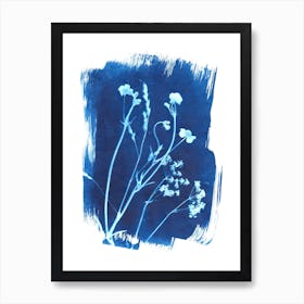 Blue Mixed Flowers Art Print