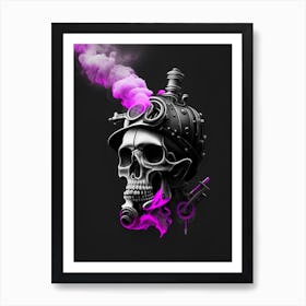 Skull With Cosmic Themes Pink 1 Stream Punk Art Print