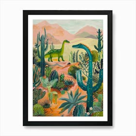 Abstract Dinosaur In The Desert Painting 2 Art Print