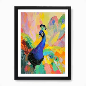 Colourful Brushstroke Peacock 1 Art Print