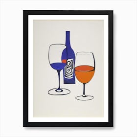 Cinsault 1 Picasso Line Drawing Cocktail Poster Art Print