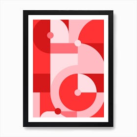 Red Geometric Shapes Art Print