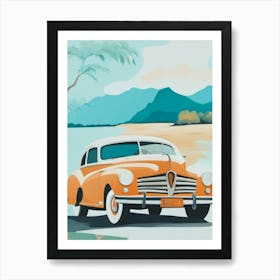 Vintage Car On The Beach Art Print