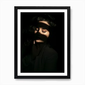 The mysterious face of a woman. Art Print