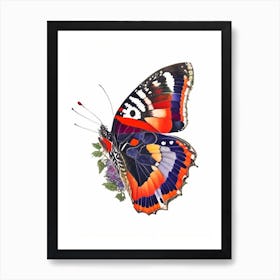 Red Admiral Butterfly Decoupage 1 Art Print