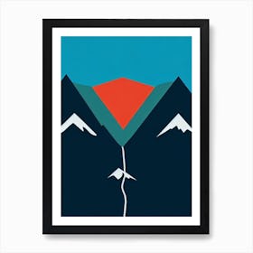 Gudauri, Georgia Modern Illustration Skiing Poster Art Print