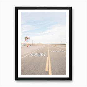 Route 66, USA I Road trip in the desert landscapes of retro vintage America, California and Arizona along the neon gas station Roy's Motel and Cafe photography with pastel summer aesthetic like analog film Art Print