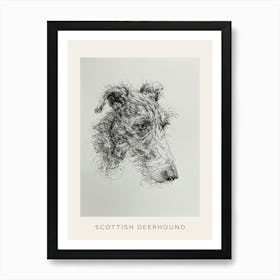 Scottish Deerhound Dog Line Sketch 3 Poster Art Print