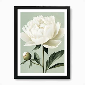 White Peony Flower 2 Art Print