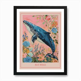 Floral Animal Painting Blue Whale 4 Poster Art Print