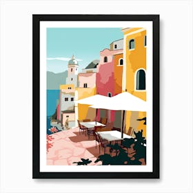 Amalfi, Italy, Flat Pastels Tones Illustration 5 Art Print