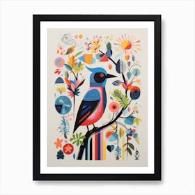 Colourful Scandi Bird Lark 1 Art Print