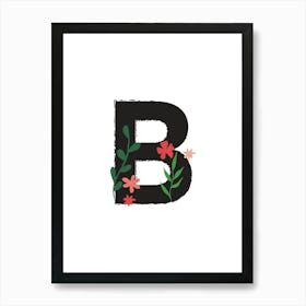 Bedroom Decor White Floral Letters Grey 02 Art Print