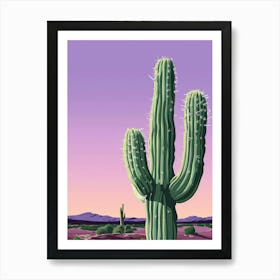 Cactus At Sunset Art Print