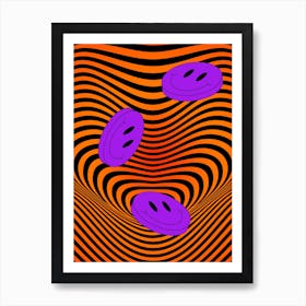 Trippy Smiley Orange Art Print