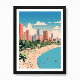 Waikiki Beach Hawaii, Usa, Graphic Illustration 1 Art Print