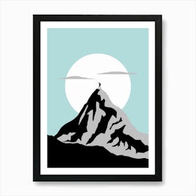 Man On Top Of Mountain Art Print