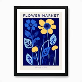 Blue Flower Market Poster Buttercup 3 Art Print