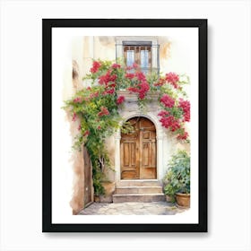 Palermo, Italy   Mediterranean Doors Watercolour Painting 4 Art Print