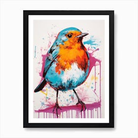 Andy Warhol Style Bird European Robin 3 Art Print