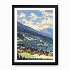 Kitzbühel, Austria Ski Resort Vintage Landscape 4 Skiing Poster Art Print