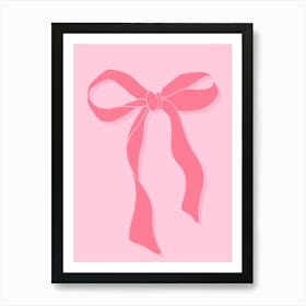 Pink Bow On Pink Background Art Print