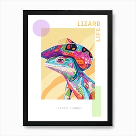 Lizard With A Cow Print Cowboy Hat Modern Abstract Illustration 3 Poster Art Print