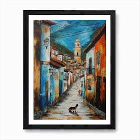 Painting Of Rio De Janeiro With A Cat In The Style Of Surrealism, Dali Style 1 Art Print