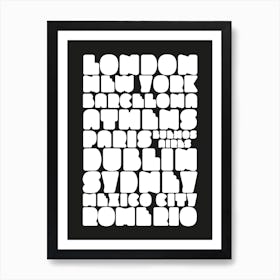 World Cities Typography Art Print