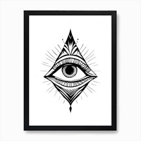 Consciousness, Symbol, Third Eye Simple Black & White Illustration 3 Art Print