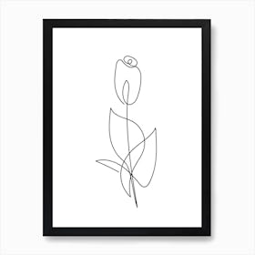 Single Rose, Botanical, Line Art, Home Decor, Kitchen, Bathroom, Wall Print Art Print