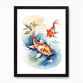 Koi Fish Watercolor Painting (12) Art Print