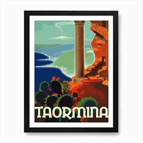 Taormina, Italy, Vintage Travel Poster Art Print