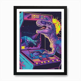 Dinosaur Retro Video Game Illustration 2 Art Print