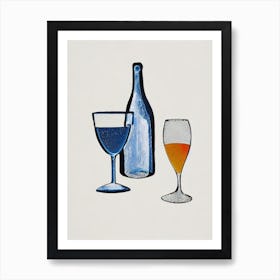 Australian Sparkling Wine 2 Picasso Line Drawing Cocktail Poster Art Print