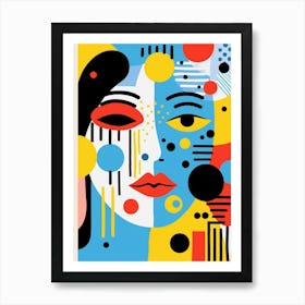 Pastel Geometric Abstract Face 1 Art Print