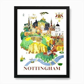 Nottingham England Vintage Travel Poster Art Print