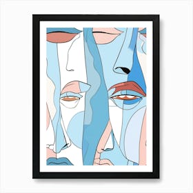 Abstract Face Line Drawing 2 Art Print