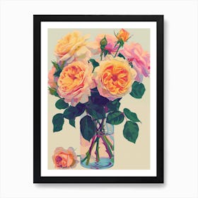 English Roses Painting Rose In A Vase 2 Art Print