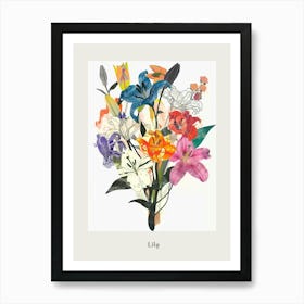 Lily 3 Collage Flower Bouquet Poster Art Print