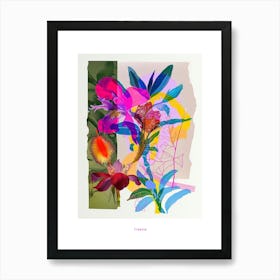 Freesia 1 Neon Flower Collage Poster Art Print