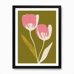 Pink & Green Tulip 2 Art Print