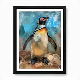 Galapagos Penguin Fernandina Island Colour Block Painting 3 Art Print