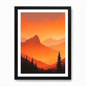 Misty Mountains Vertical Composition In Orange Tone 148 Art Print