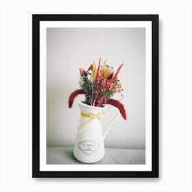 Bouquet Of Flowers In A White Pitcher Art Print