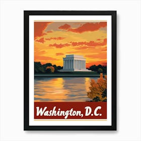 Aihrgdesign A Retro Travel Poster For Washington DC 1 Art Print