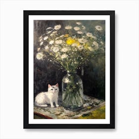 Flower Vase Queen With A Cat 1 Impressionism, Cezanne Style Art Print