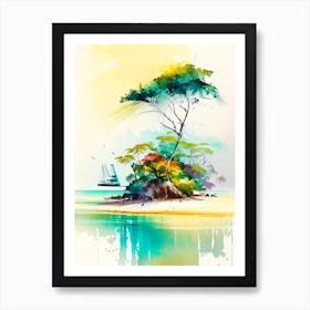 Mafia Island Tanzania Watercolour Pastel Tropical Destination Art Print